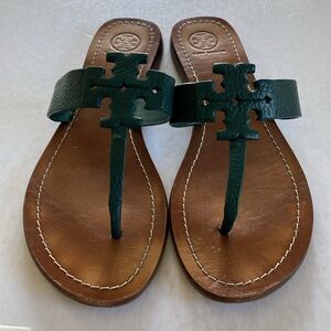 TORY BURCH Moore Flat Thong Leather Sandals Size 8.5 M